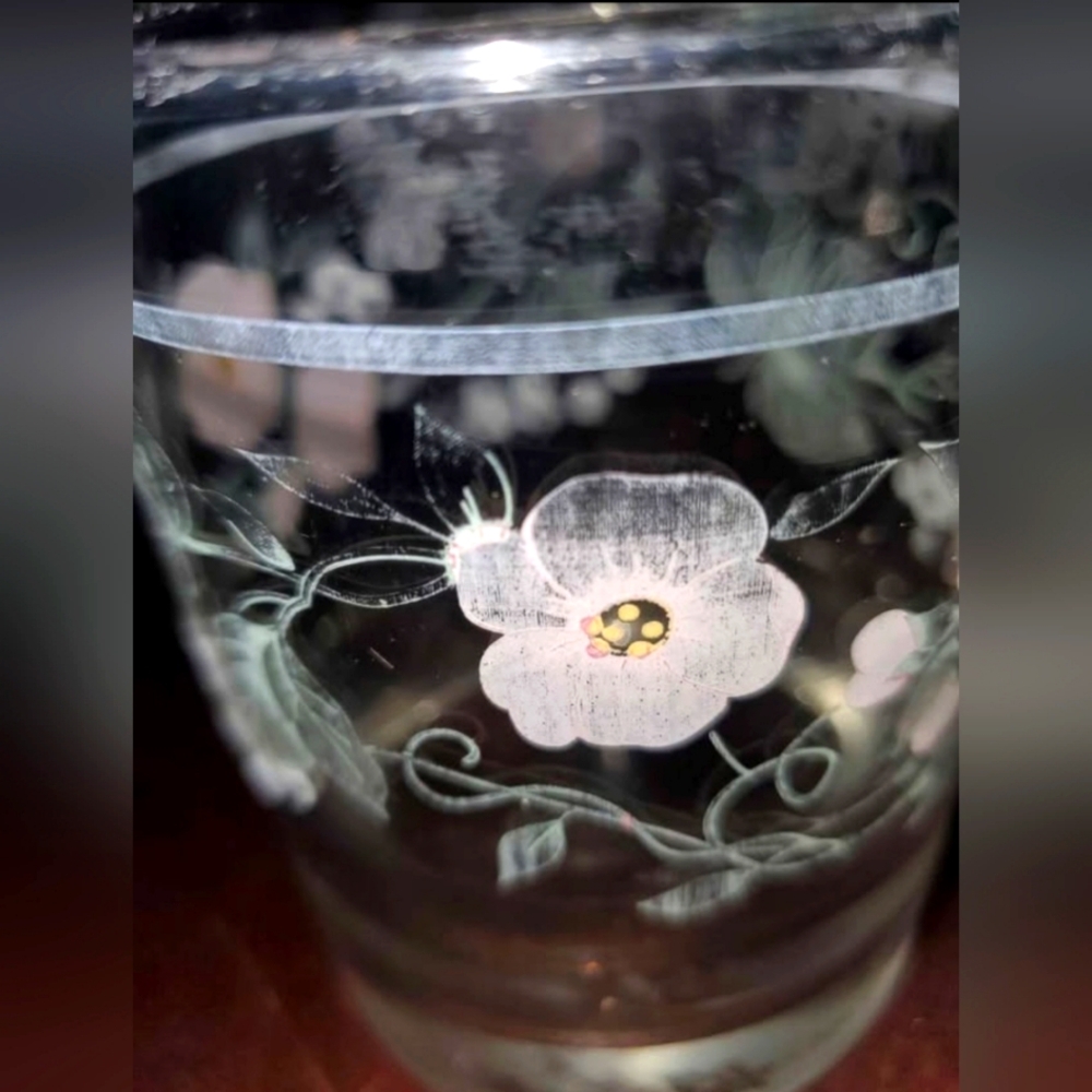 Cherry Blossom Floral Etched Rocks Glasses